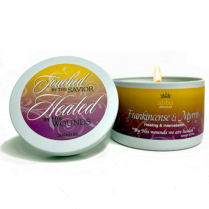 Candle-Frankincense & Myrrh W/Scripture White Tin-8 Oz