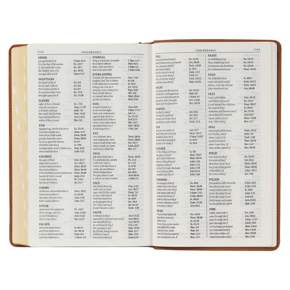 Toffee Brown Full Grain Leather Giant Print King James Version Bible with Thumb Index