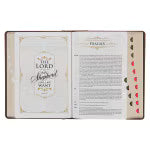 Toffee and Burgundy Faux Leather Hardcover King James Version Study Bible with Thumb Index