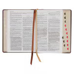 Toffee and Burgundy Faux Leather Hardcover King James Version Study Bible with Thumb Index
