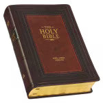 Burgundy and Saddle Tan Faux Leather Large Print King James Version Study Bible with Thumb Index