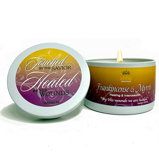 Candle-Frankincense & Myrrh W/Scripture White Tin-8 Oz
