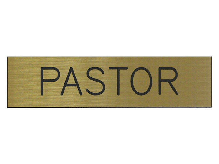 Sign-Pastor-Adhesive Back-Formica-Gold/Black