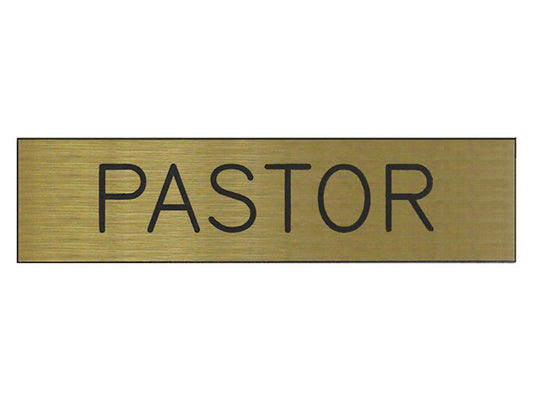 Sign-Pastor-Adhesive Back-Formica-Gold/Black