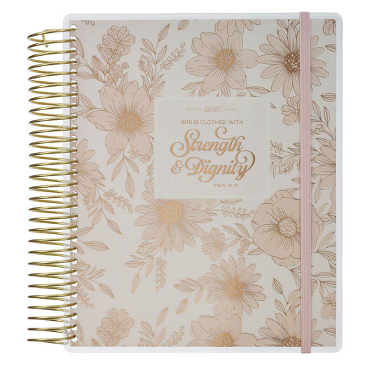 2027 Strength and Dignity 18-Month Spiral Planner with Elastic Closure - Proverbs 31:25