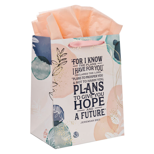 I Know the Plans Large Portrait Gift Bag with Card Set - Jeremiah 29:11