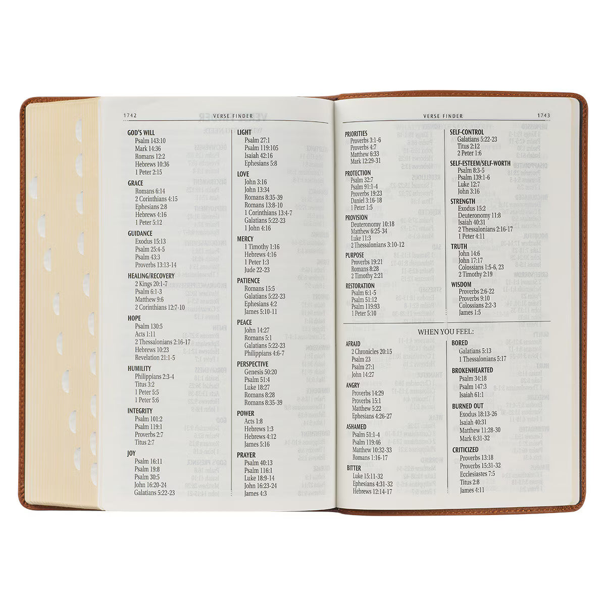 Toffee Brown Full Grain Leather Giant Print King James Version Bible with Thumb Index
