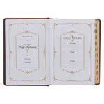 Toffee and Burgundy Faux Leather Hardcover King James Version Study Bible with Thumb Index