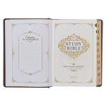 Toffee and Burgundy Faux Leather Hardcover King James Version Study Bible with Thumb Index