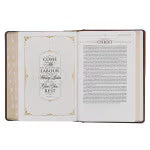 Toffee and Burgundy Faux Leather Hardcover King James Version Study Bible with Thumb Index