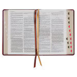 Diamond Grid Saddle Tan Faux Leather King James Version Study Bible with Thumb Index