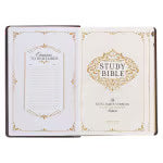 Burgundy and Saddle Tan Faux Leather Large Print King James Version Study Bible with Thumb Index