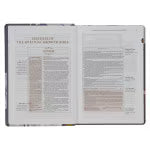 Slate-colored Floral Print Faux Leather Spiritual Growth Bible