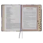 Slate-colored Floral Print Faux Leather Spiritual Growth Bible