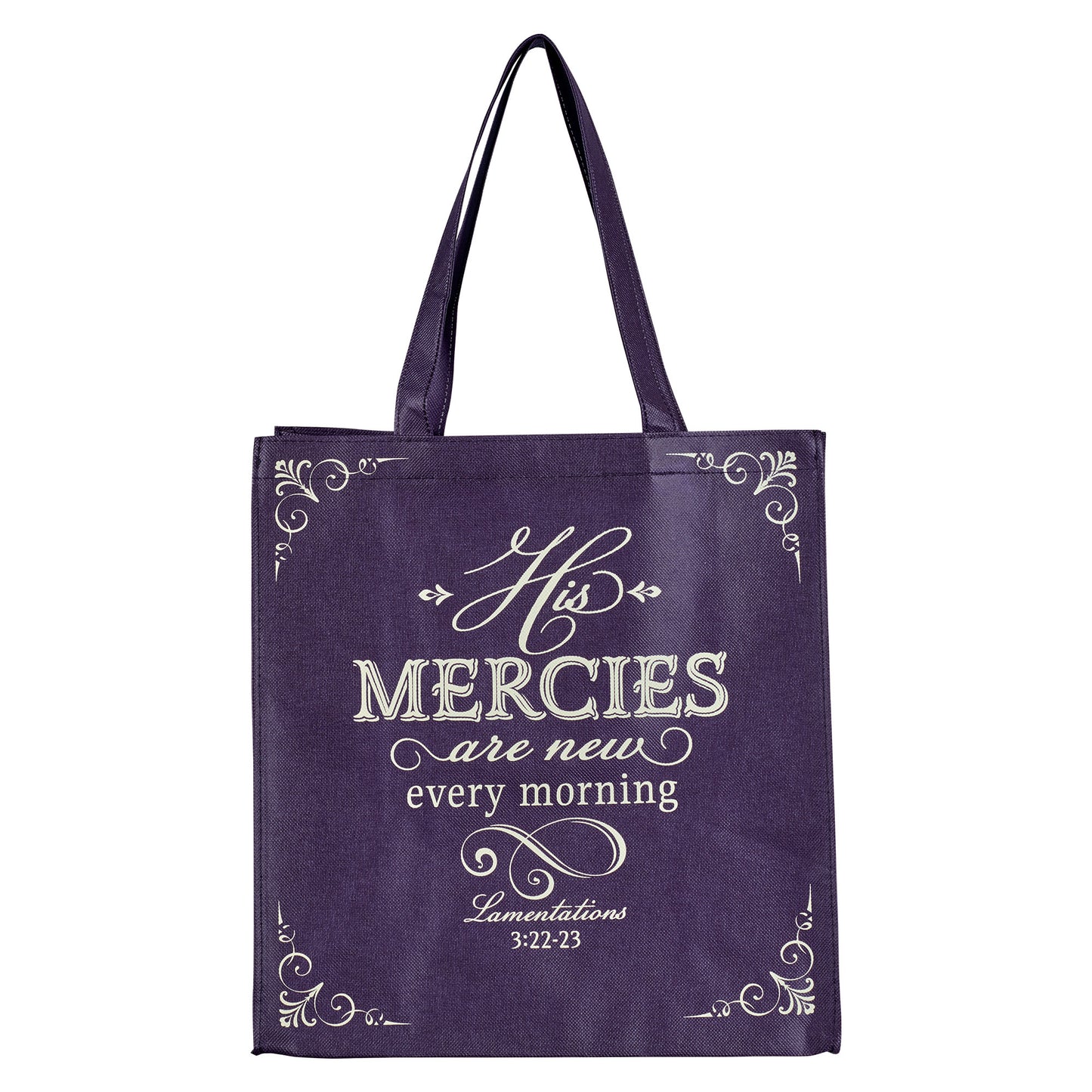 His Mercies are New Purple Amethyst Shopping Tote Bag - Lamentations 3:22-23