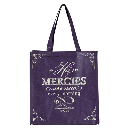 His Mercies are New Purple Amethyst Shopping Tote Bag - Lamentations 3:22-23