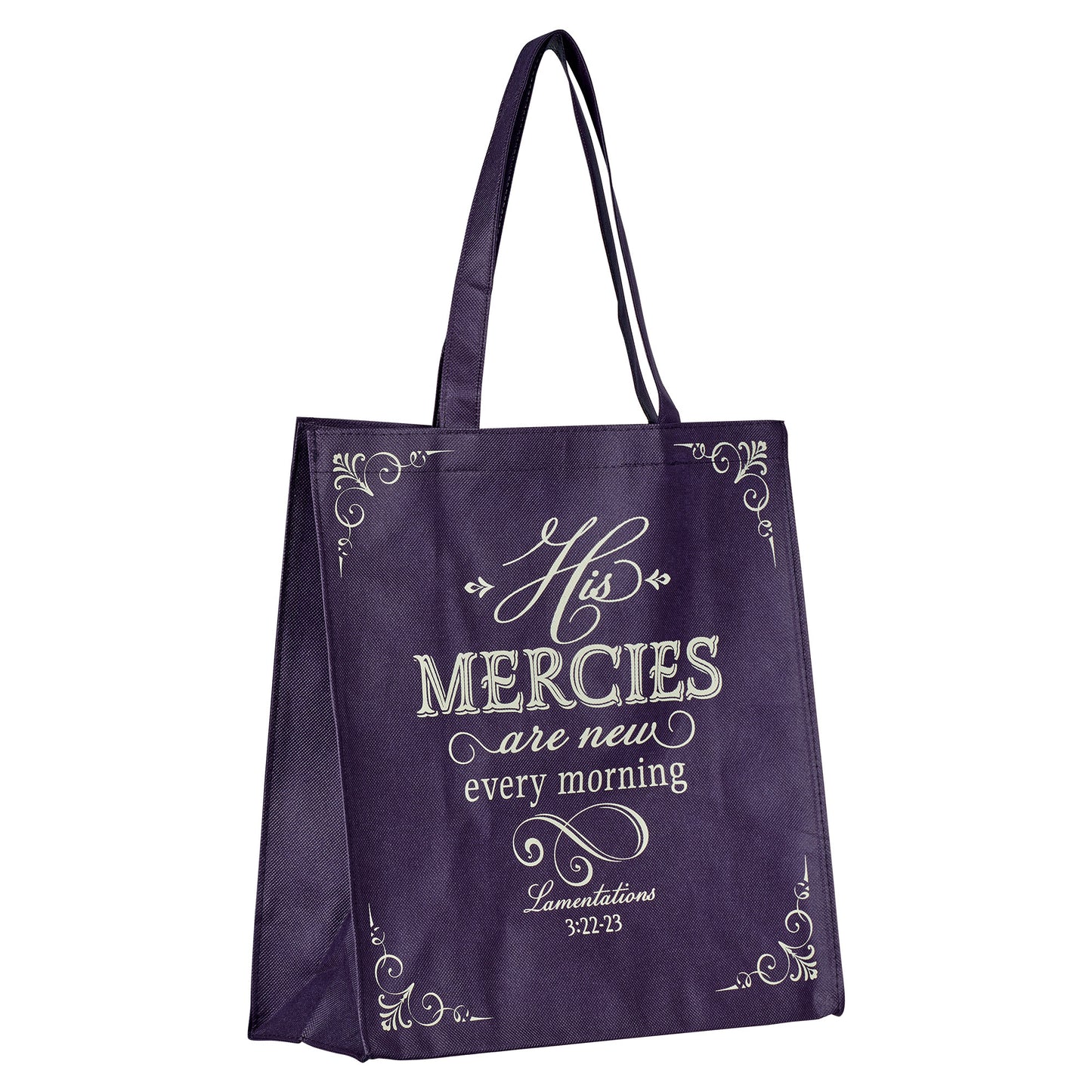 His Mercies are New Purple Amethyst Shopping Tote Bag - Lamentations 3:22-23