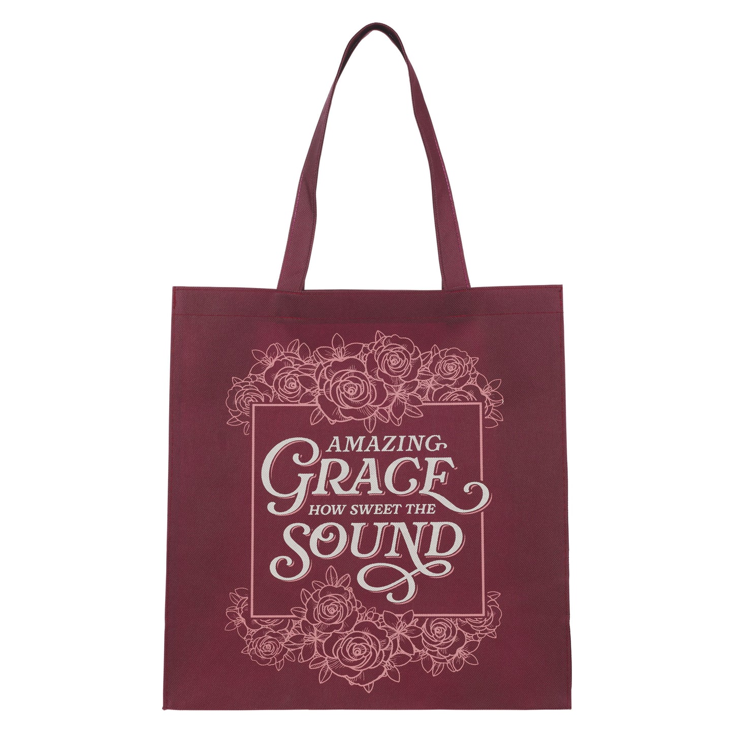 Amazing Grace Burgundy Reusable Non-woven Shopping Tote Bag