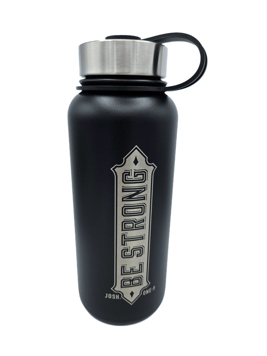 Be Strong Black Stainless Steel Water Bottle - Joshua 1:9