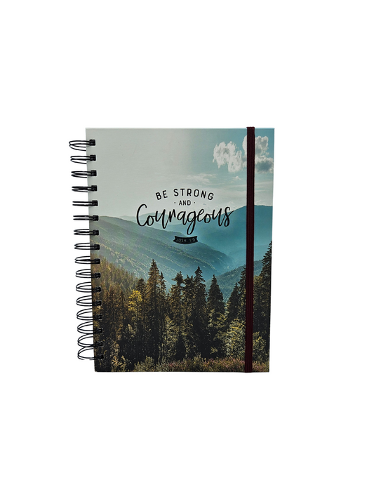 Be Strong and Courageous Large Spiral Journal with Elastic Closure - Joshua 1:9