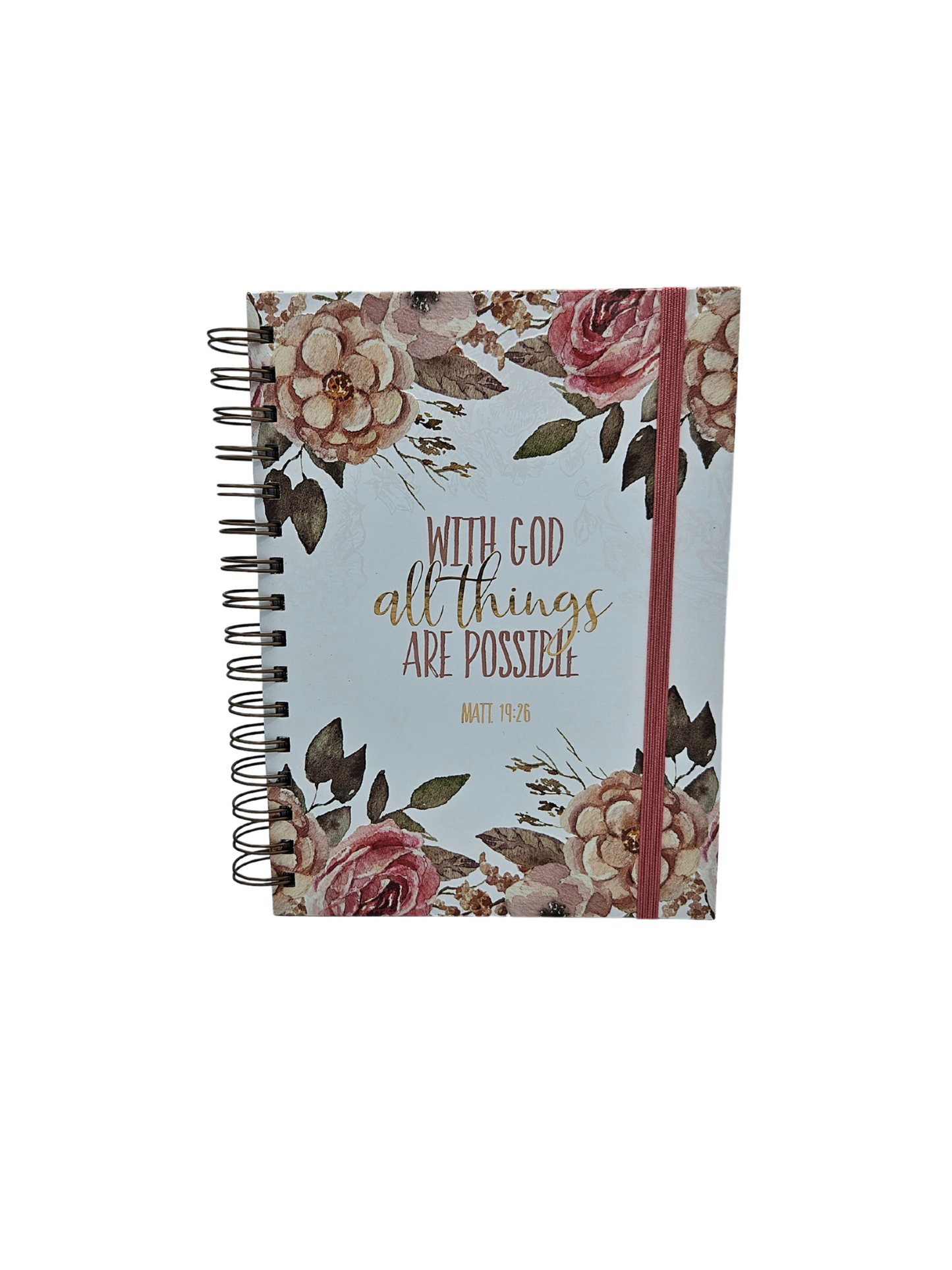 With God All Things are Possible Large Spiral Journal with Elastic Closure - Matthew 19:26