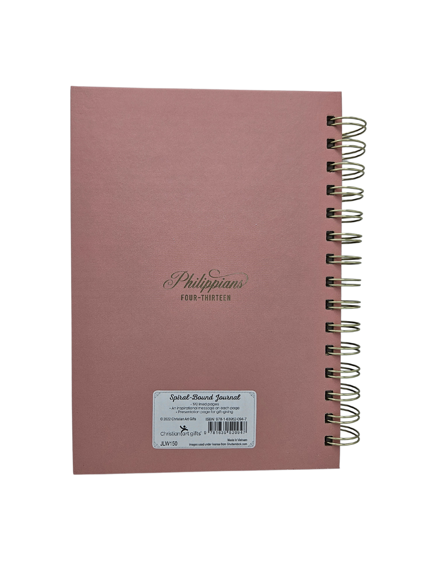 Through Christ Fluted Iris Pink and Brown Large Spiral Journal - Philippians 4:13